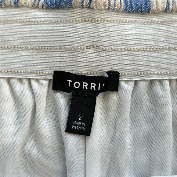 Torrid Mini Linen High Waisted Skirt Cream & Blue Striped Size 2 XXL - Picture 2 of 4